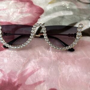 Half rhinestone movie star sunglasses